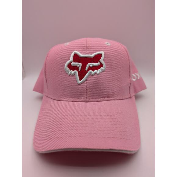 Fox Hat Cap Snapback Pink White Adjustable Embroidered Adult Racing Motocross - Picture 1 of 8